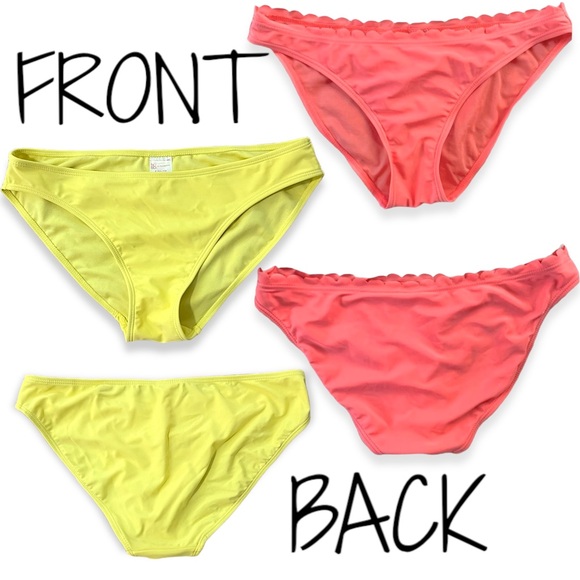 Set of 2 Bikini Bottoms: 1 Yellow + 1 Pink Bikini Bottoms Size Large Swim Suits - Picture 1 of 10